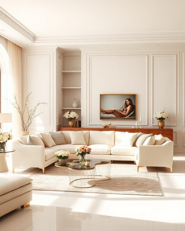 Serene cream living room after a detailed clean